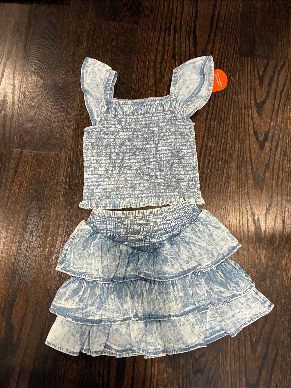 wonder nation Light Blue Smocked Top and Skirt Set